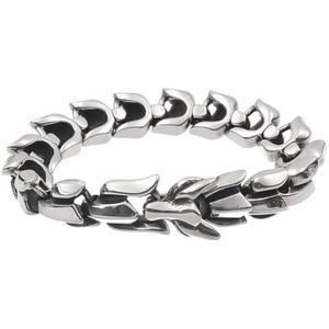 Viking Ouroboros Armband Voor Mannen - Noordse Roestvrijstalen Drakenschaal Armband - Vintage Skelet Keltische Draak Zware Armband Biker Punk Hiphop Sieraden (Color : Silver_21CM)