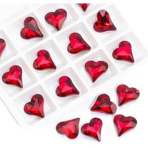 8 * 9mm/11 * 13.0mm Hart Diamant Nagels Scherpe Onderkant Perzik Rood Maanlicht Liefde Diamant Kristal Fantasie Kleur Nagel Sieraden-Rood 12x13cm 50 stuks