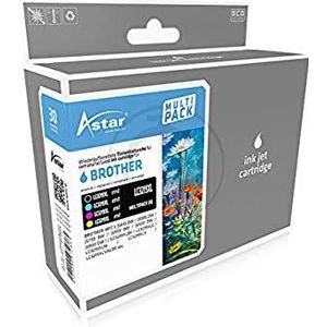 Astar AS70019 geschikt voor Brother MFCJ6930 inkt (4) meerkleurig ook compatibel LC3219XLVALDR 1x3000 pagina's zwart / 3x1500 pagina's kleur