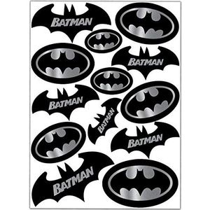 Biomar Labs® Set (13 stuks) vinyl sticker stickers Batman zilver zwart logo Bat Sign embleem auto motorfiets scooter raam D 60