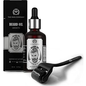 The Man Company Beard Booster Duo, Derma Roller + Beard Oil, Activates Hair Follicles, Accelerates Beard Growth, Fuller & Thicker Beard, Improves Patchy Beard