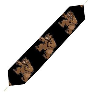 Angry Grizzly Bear tafelloper kort pluche tafelkleed linnen decoratieve tafelkleed voor feest bruiloft decor 200 x 33 cm