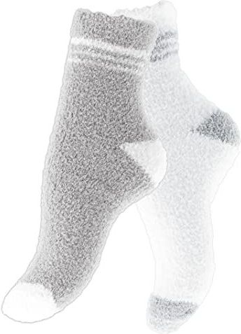 Vincent Creation - Knuffelsokken - Grijs/Wit - 4 Paar - Warme Pluizige Damessokken