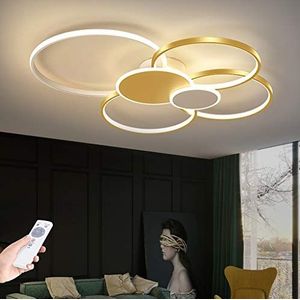 LED-Plafondlamp Dimbare Moderne Plafondlampen Woonkamer PlafondVerlichting Afstandsbediening Acryl Lampenkap Verstelbare Licht Kleur/Helderheid Slaapkamer Lamp Restaurant Verlichting,Gold,ø80cm/71W