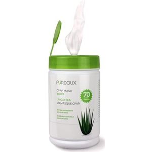 Purdoux - CPAP mask wipes (Ongeparfumeerd met Aloë Vera, 70 Doekjes Canister)