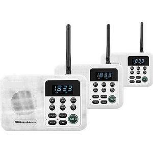 Walkie-talkie, 22-Kanaals FM Draadloze Intercoms Thuis Huis Zakelijk Kantoren 1Mile Range Kamer naar kamer Bellen & Pratend systeem(3Unit White)