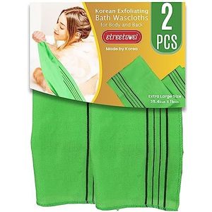 etreetowel Extra Grote Maat 90 x 28 cm (2 stuks) Koreaanse Aziatische Exfoliërende Bad Washandjes Mitt Scrub voor Lichaam en Rug Washandje Handschoen Viscose Rayon Handdoek voor Zachte Huid