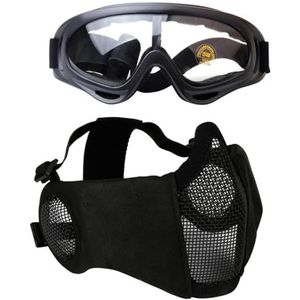 Airsoft Half Face Mesh Cover met Outdoor Goggles – Verstelbare en beschermende uitrusting