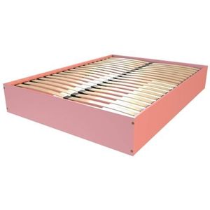 ABC MEUBLES - Boxspringbed met 2 zitplaatsen van massief hout - COFFRE2 - pastelroze, 140 x 190 cm