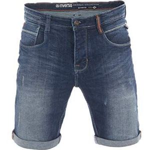 riverso RIVTom Korte jeansshort voor heren, stretch, korte broek, bermuda shorts, zomer, denim, effen, zwart, grijs, blauw, 30, 31, 32, 33, 34, 36, 38, 40, 42, Dark Blue Denim (D242), 30