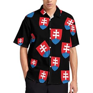 Slowakije Jas Arms Hawaiiaanse Shirt Voor Mannen Zomer Strand Casual Korte Mouw Button Down Shirts met Zak