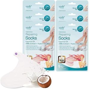 NEW Epielle Intensief Repair Voetmasker voor droge voeten en cracked hiel en eelt (sokken), 6 stuks, kokosolie + melkextract + hyaluronzuur, schoonheidsgeschenken