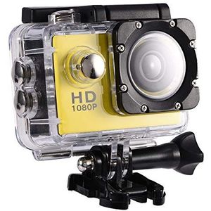 Wakects Action Cam HD Action Camera 1080P Waterdichte Action Cam 30M onderwatercamera met waterdichte behuizing (geel)