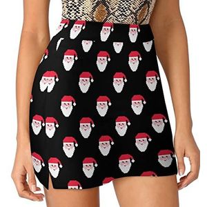 Kerstman Patroon Vrouwen Skorts Hoge Taille Tennis Rok Gelaagde Korte Mini Rok Culottes Skorts Met Zakken XL