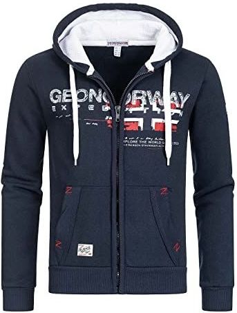 Geographical Norway GISLAND MEN - Men's Kangaroo Pocket Hoodie - Mannen Logo Hoodie Sweater Hoody Jacket - Lange Mouwen Warme Hoody Sweater - Regelmatig Sport Hoodie MARINE BLAUW S