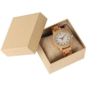 Handgemaakt Eenvoudige vrouwen hout horloge natuurlijke alle houten klok horloge luxe quartz dames jurk horloge houten armband Huwelijksgeschenken (Color : Watch with BOX)