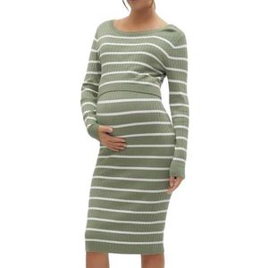 MAMALICIOUS Mama Licious Gebreide jurk voor dames, zwangerschapsjurk, Hedge Green, L