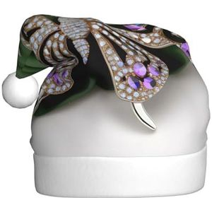 OdDdot Strass vlinder print kerstmuts - volwassenen vakantie kersthoed, nieuwjaarsfeest benodigdheden, geschikt voor volwassen mannen vrouwen