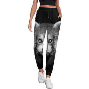 Rode panda grafische vrouwen joggingbroek running joggingbroek casual broek elastische taille lang met zakken