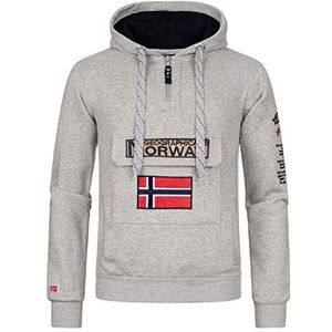 Geographical Norway Gymclass voor heren, herenhoody met kangoeroezak en rits, sweatshirt met logo en capuchon, warm, lange mouwen, herentruien voor lente, zomer, herfst en winter, Lichtgrijs, L