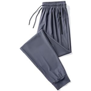 ZEEHXQ Vrijetijdsbroek for heren, hoge elastische negende broek van ijszijde, trainingsbroek, lichtgewicht joggingbroek met trekkoord, sportbroek oversized (Color : Drawstring Grey, Size : 7XL)