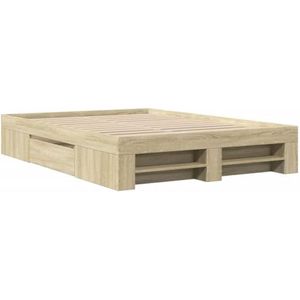 vidaXL Bedframe bewerkt hout sonoma eikenkleurig 120x190 cm, bed, bed ombouw, boxspring, bedbodem, slaapkamermeubel, stapelbed, twijfelaar bed