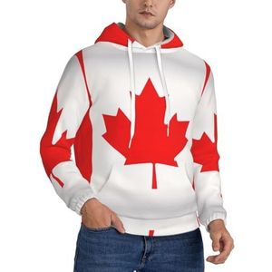 ATTOUD Canadese vlag print heren hooded sweatshirt, lange mouwen casual pullover hoodie, lichtgewicht hoodie voor mannen, Zwart, L