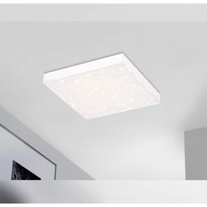 Briloner Leuchten - LED-paneel, plafondlamp dimbaar, plafondlamp met lichtrand, sterrendecoratie, incl. afstandsbediening, kleurtemperatuurregeling, 15 watt, 1.600 lumen, wit, 295x295x61mm (LxBxH)