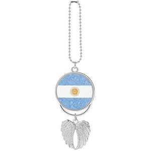 Paisley Argentinië Vlag Auto Achteruitkijkspiegel Opknoping Ornament Angel Wing Hanger Lucky Charm Voor Auto Interieur Zilver-Stijl