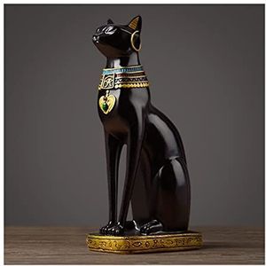 Standbeeld Egyptische Kat Hars Ambachtelijke Vintage Home Decor Beeldje Standbeeld Voor Tafel Ornamenten Gift abstracte sculptuur (Size : Black)