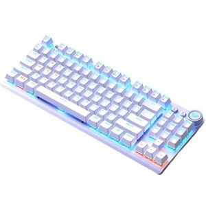 QPSJXN 87 Mechanisch gamingtoetsenbord, draadloos, 3 modi, 2,4 g, bluetooth, bekabeld, compatibel met Windows Android (wit-rode schakelaar)