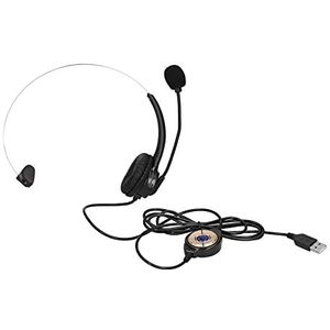 Callcenter-headset, Enkele Oor-headset Actieve Ruisonderdrukking en Draaibare Hoofdtelefoon met Microfoon, Plug-and-play, voor Pc, Computer, Laptop