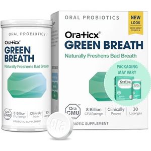 OraTicx Groene adem Mondverzorging Probiotica, Natuurlijke Ondersteuning Verfrist Slechte Adem & Gezonde Mond, Tandheelkundige Probiotische Supplement 8 Miljard CFU, Mint Smaak 30 Zuigtabletten 1-PK