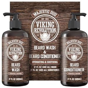 Viking Revolution Beard Wash and Beard Conditioner for Men with Argan Oil and Jojoba Oil - Beard Softener and Strengthener Beard Care Beard Shampoo and Conditioner with Beard Oil (17oz, Majestic Oud)