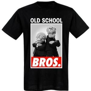 The Muppets Old School Bros. Heren T-shirt zwart, ronde hals, eenzijdig, zonder kraag, recht, korte mouw, zwart, XXL