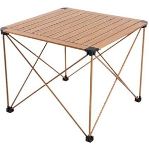 Picknicktafel Klaptafel Campingtafel Aluminium Campingtafel Met Tas Draagbare Tafel Opvouwbare Oprolbare Picknicktafel Picknicktafels (Color : Brown, Size : 52 * 52 * 46cm)