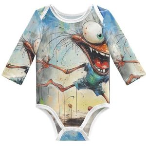 KAAVIYO Abstract Kunstwerk Cricket Baby Lange Mouwen Unisex Nieuwe Katoenen Bodysuit voor Kinderen 3-24 Maanden Zomer, Patroon, 12 Maanden