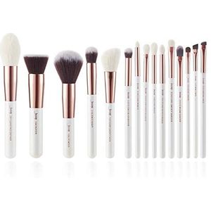 Eljjhah Make-up borstels set 6-25 stuks Parel Wit/Rose Gold Professionele Make-up borstel Natuurlijke Haar Foundation Poeder Blushes (Handvat Kleur: T220 (15 STKS))
