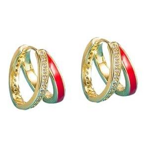 Geometrische Vintage hoepel oorbellen voor vrouwen kristal zirkonia groen/rood epoxy grote vrouwelijke mode Earring sieraden accessoire