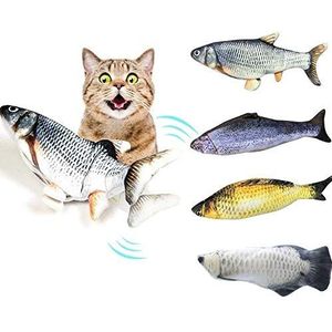 Kattenspeelgoed Interactief, hervulbaar kattenkruid Visspeelgoed voor katten binnenshuis, 30 cm simulatie Visvorm Pop Interactieve huisdieren Kauwspeelgoed (Cable10,M)