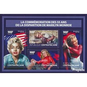 Centraal-Afrikaanse Republiek 7300-7303 Velletje (compleet. Kwestie) 2017 Marilyn Monroe (Postzegels voor verzamelaars) Beroemdheden/Film/Theater