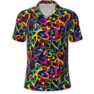 AYYQWE Gay Pride Regenboog Print Polo Shirts Korte Mouw Vochtafvoerende Casual Outdoor Activiteiten Camping Golf, Zwart, S