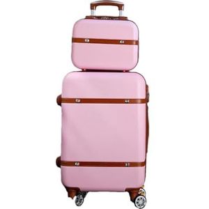Vrouwen Harde Retro Rolling Bagage Set Trolley Bagage Met Cosmetische Tas Vintage Koffer, Een Set4, 26