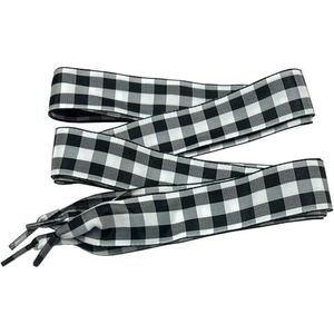 Goodlace geruite platte veters, 2,5 cm brede ruitpatroon schoenveters, voor sneakers, sportschoenen, loopschoenen, 120 CM, Nr.1 Zwart
