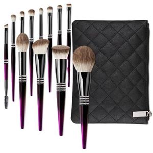 Kwastenset Professionele Make-up Kwastenset Zachte Haren For Foundation Blush Blending Contour Kwast Make-Up Borstel Set(Purple-Zipper Bag)