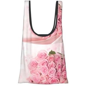 ButxeT Boodschappentassen, herbruikbare boodschappentassen, opvouwbare draagtassen, grote wasbare draagtas, roze, zoals afgebeeld, Eén maat