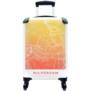 MuchoWow® Koffer - Stadskaart - Hilversum - Rood - Geel - Past binnen 55x40x20 cm en 55x35x25 cm - Handbagage - Trolley - Fotokoffer - Cabin Size - Print