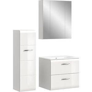 xonox.home – 3-delig Ice badcombinatie 105 x 185 x 46 cm in wit replica en front wit hoogglans – hoogwaardige combinatie voor stijlvolle badkamers – helder, modern en compact