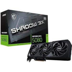 MSI Gaming RTX 5080 16G Shadow 3X OC grafische kaart (16 GB GDDR7, 256-bit, Extreme Clock 2655 MHz, DisplayPort x 3 2.1a, HDMI 2.1b, NVIDIA Blackwell Architecture)
