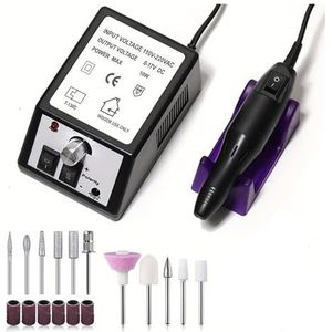 20000 RPM manicure boormachine set elektrische nagelboormachine gel polish remover draagbare nagel polijstmachine apparatuur(Black)
